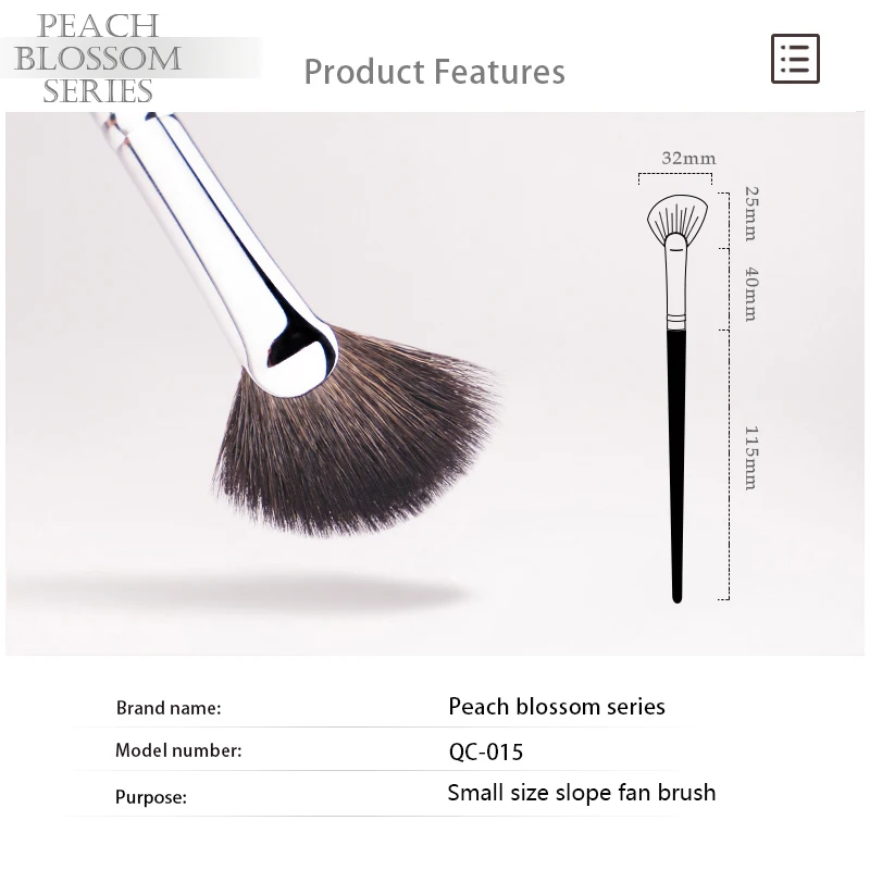 CHICHODO Makeup Brushes-Peach Blossom Series-Angled Fan-Shaped Loose Powder Brush Single Professional Soft Makeup Brush