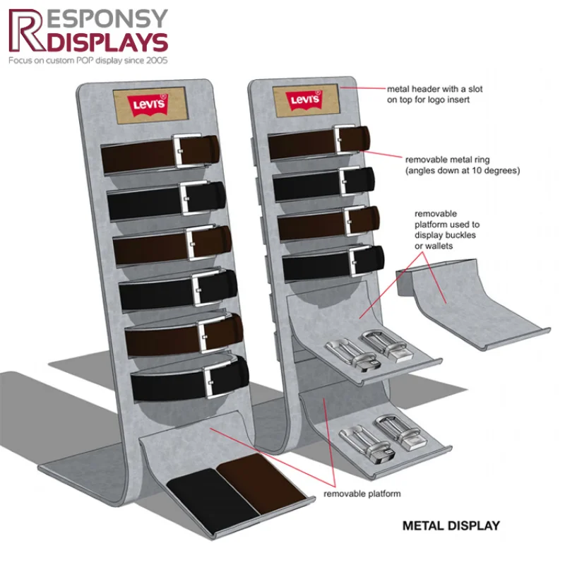 custom.Fashionable Detachable and Removable Counter Metal Belt Display Stand