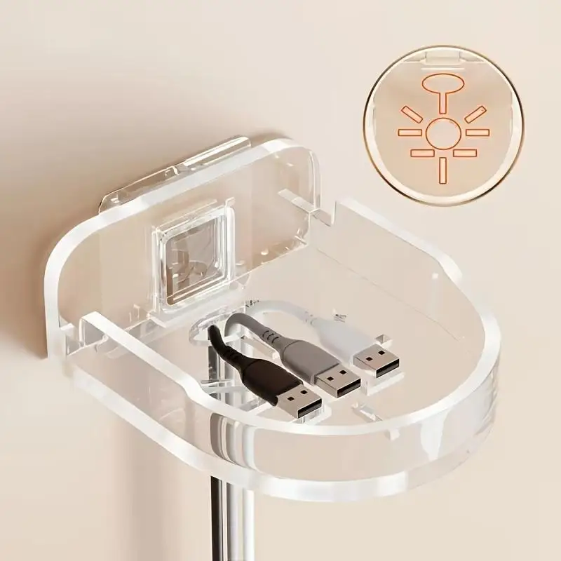 Punch-Free Plastic Wall Mount Shelf Security Camera Router Small Gadget Storage Holder Home Accessory