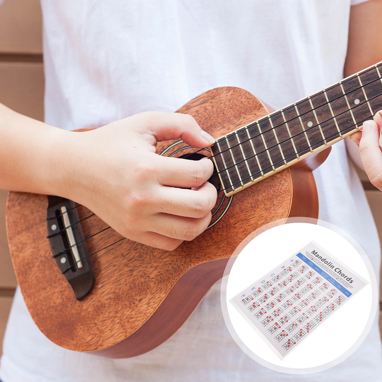 

1Pcs Mandolin Chord Chart Practical Diagram Major Seventh Augmented Diminished Chords Lightweight Portable Musical