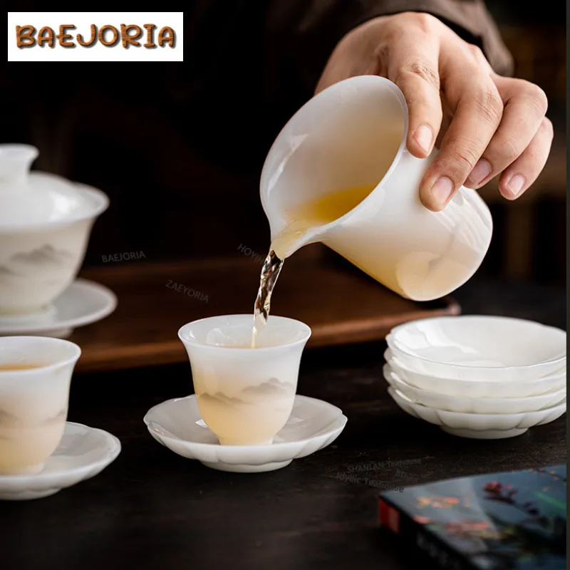 210ml Ice-type Raw Jade Porcelain Tea Pitcher Tea Divider Cha Hai Dispenser Justice Cup Fair Mug Tableware Collection Supplies