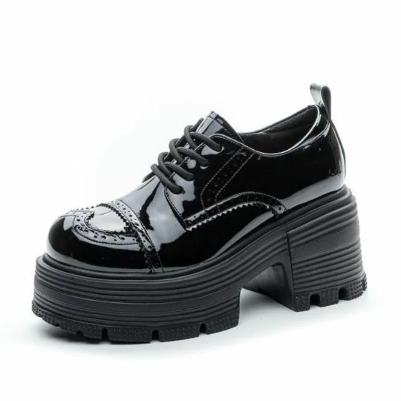 

Ботильоны из натуральной кожи 9 см, осенние женские ботинки, повседневные весенние туфли-лодочки, дышащая обувь на танкетке Мэри Джейн на платформе