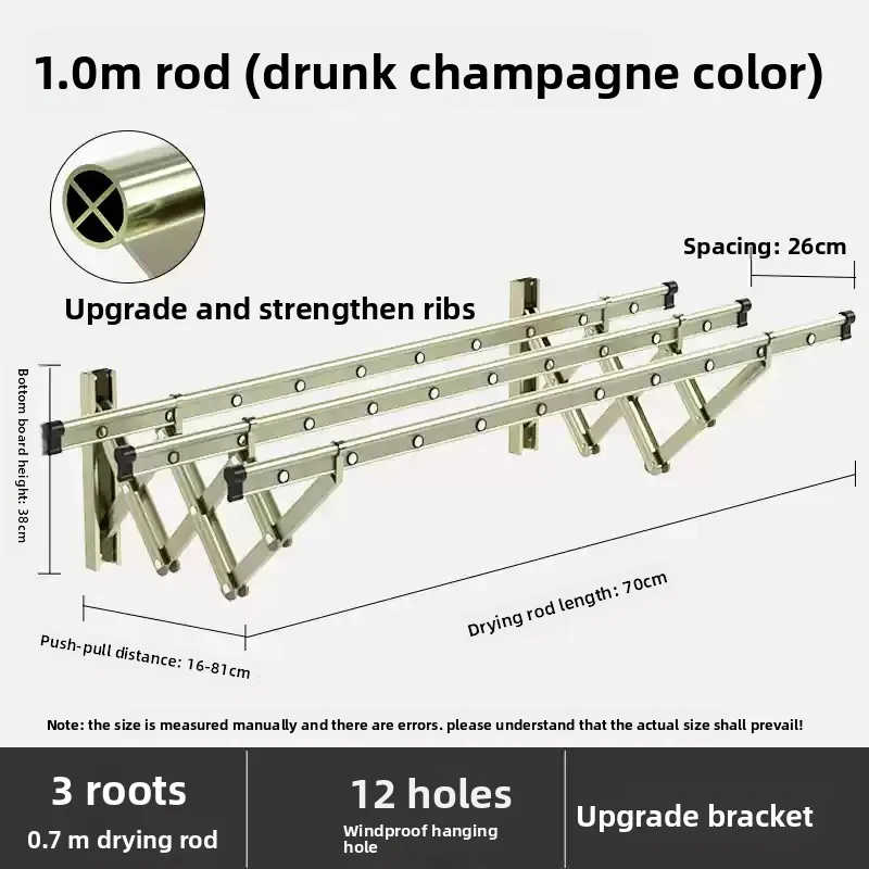 

Space Saving Foldable Side Wall Clothes Rack Balcony Mounted Laundry Drying Hanger