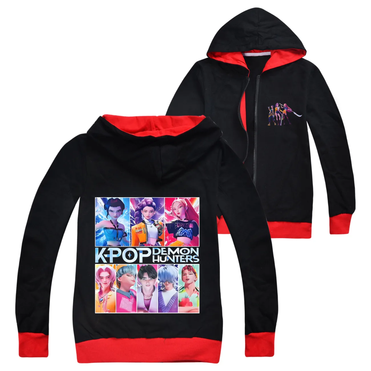 

KPop Demon Hunters Print Hoodie5-14 Years Girls Boys Hoodie Spring Autumn Children Cotton Zipper Casual Outdoor With Kids Top