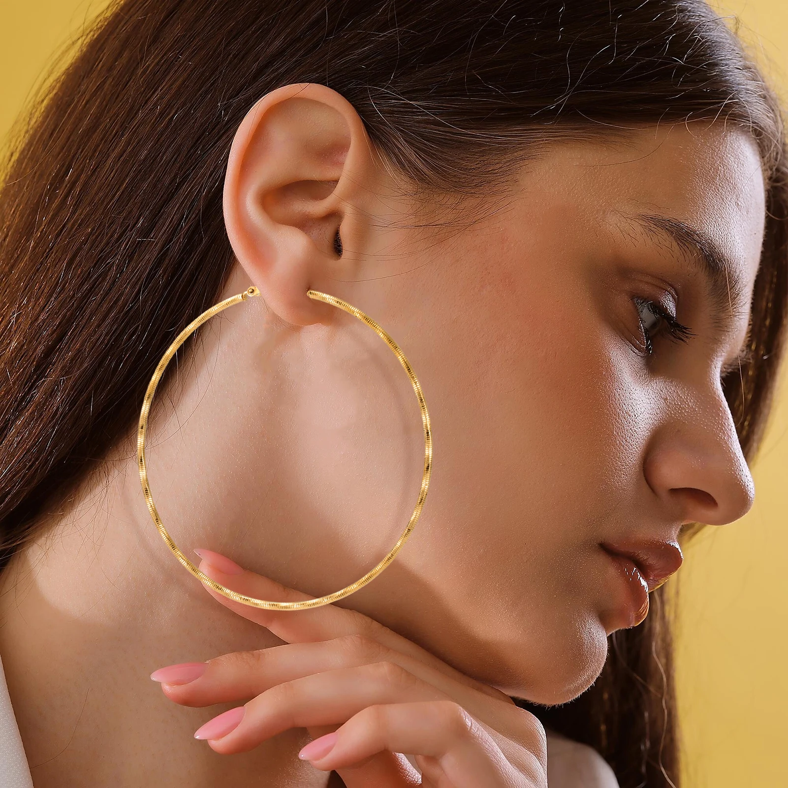 Unift موضة مبالغ فيها دائرة كبيرة هوب أقراط للنساء الفولاذ المقاوم للصدأ المعادن أقراط مستديرة هدايا مجوهرات حفلات الزفاف #1