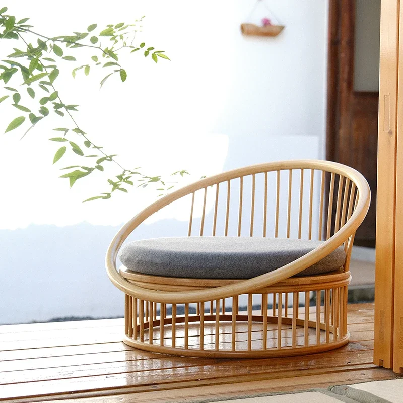 

Japanese Style Bamboo Tatami Chair Balcony Bay Window Backrest Seat Living Room Casual Low Stool Minimalist Modern Furniture