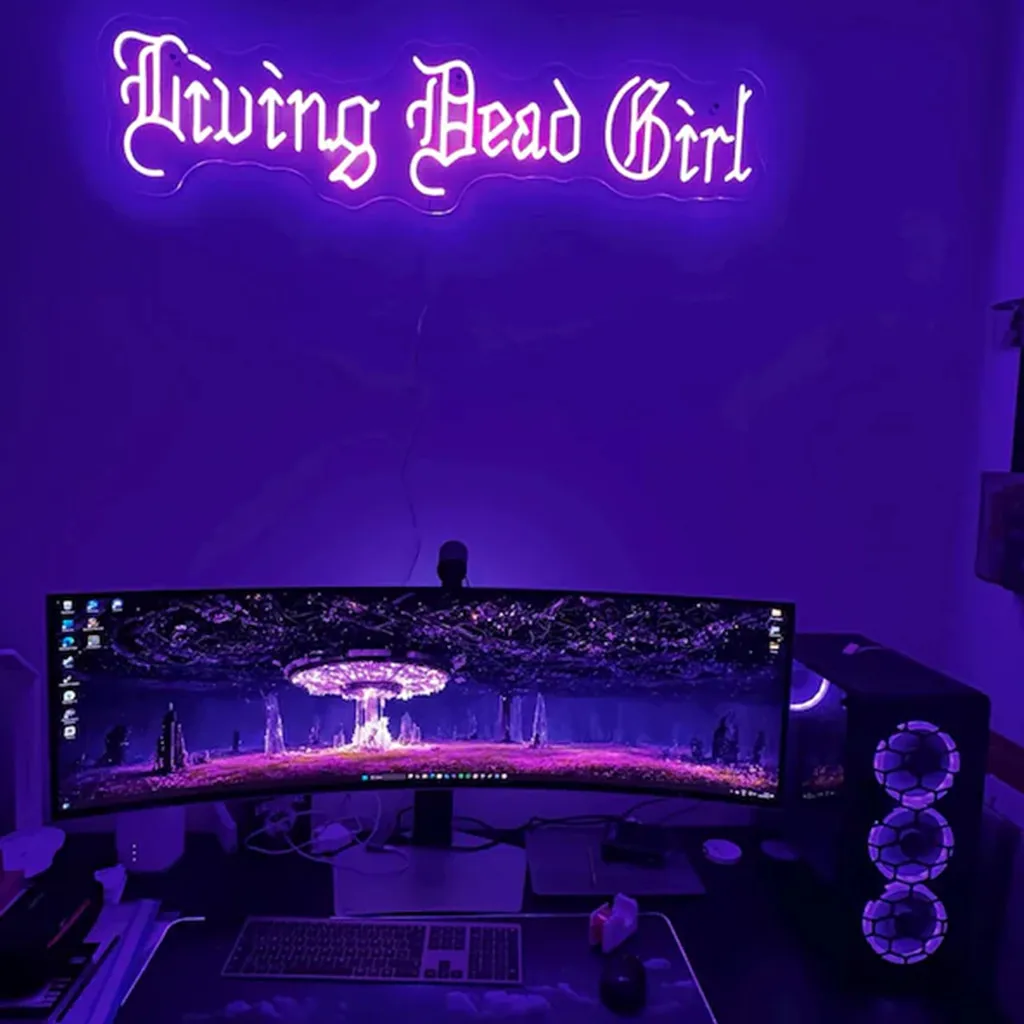 Living Dead Girl Neon Sign, Gothic Girl Art Wall Room Decor, Goth Style Bedroom Decoration, Gothic Birthday Gift, Goth Led Neon