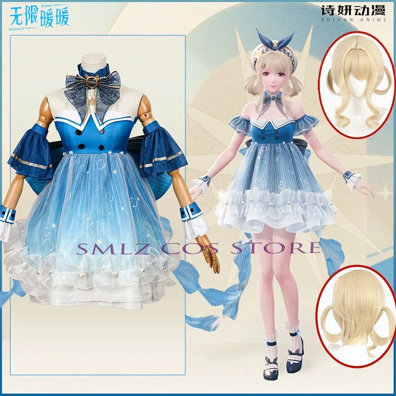 

Bubbles Lolita Nikki Cosplay Costume Game Infinity Nikki Skirt Blue Dress Wig Suit Girl Kawaii Sweet Outfit for Party Woman Hat