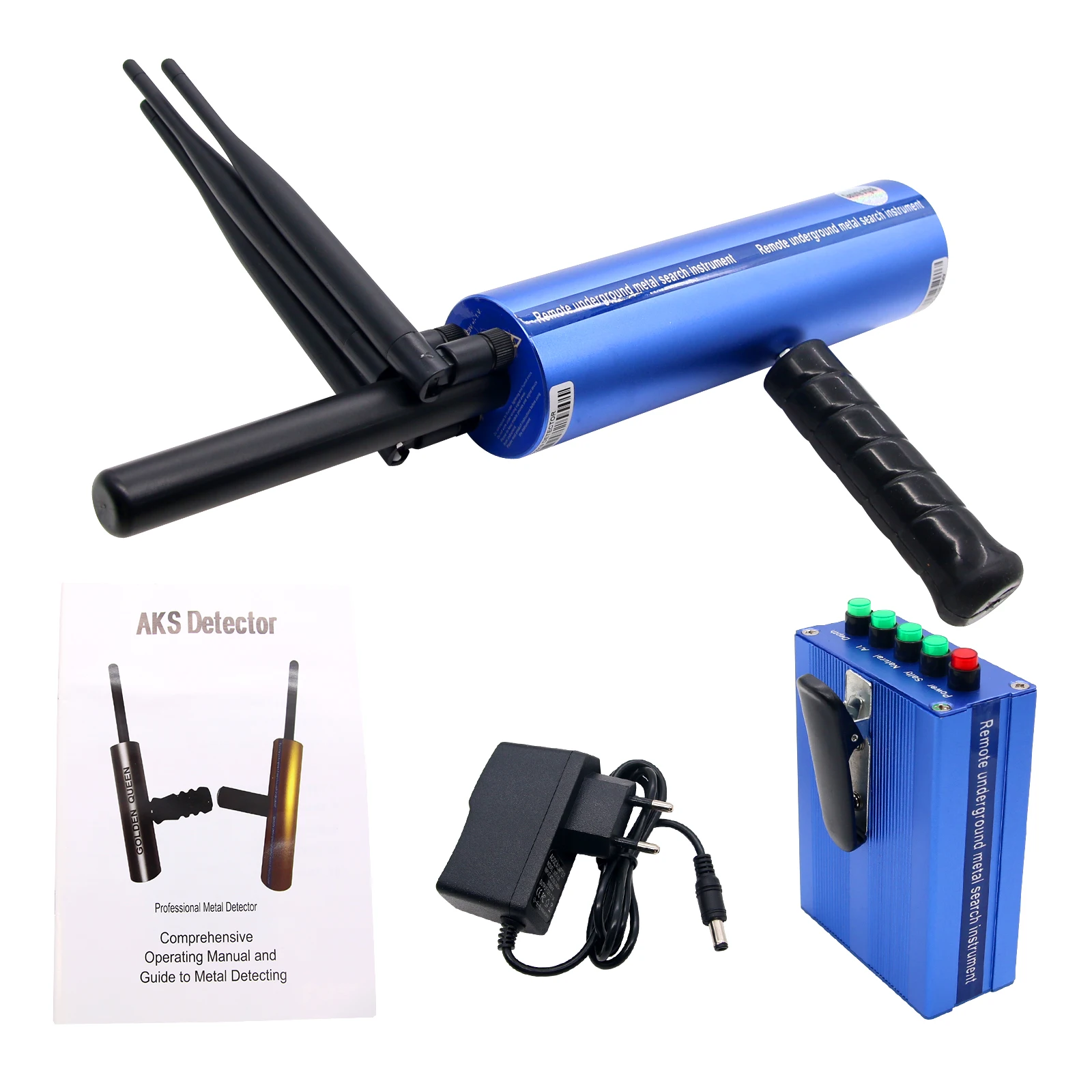 AKS Long Range Gold Metal Detector Gems Diamond Finder with Three Antennas Handheld Type