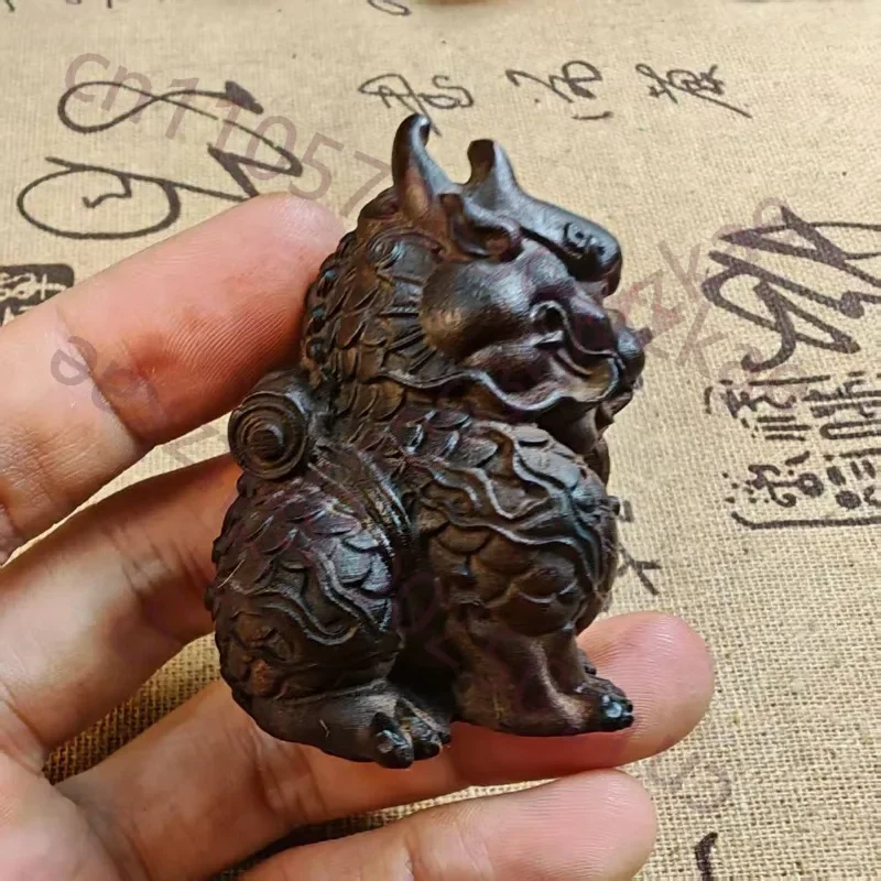 Hand-Carved Agarwood Kirin Statue - 2