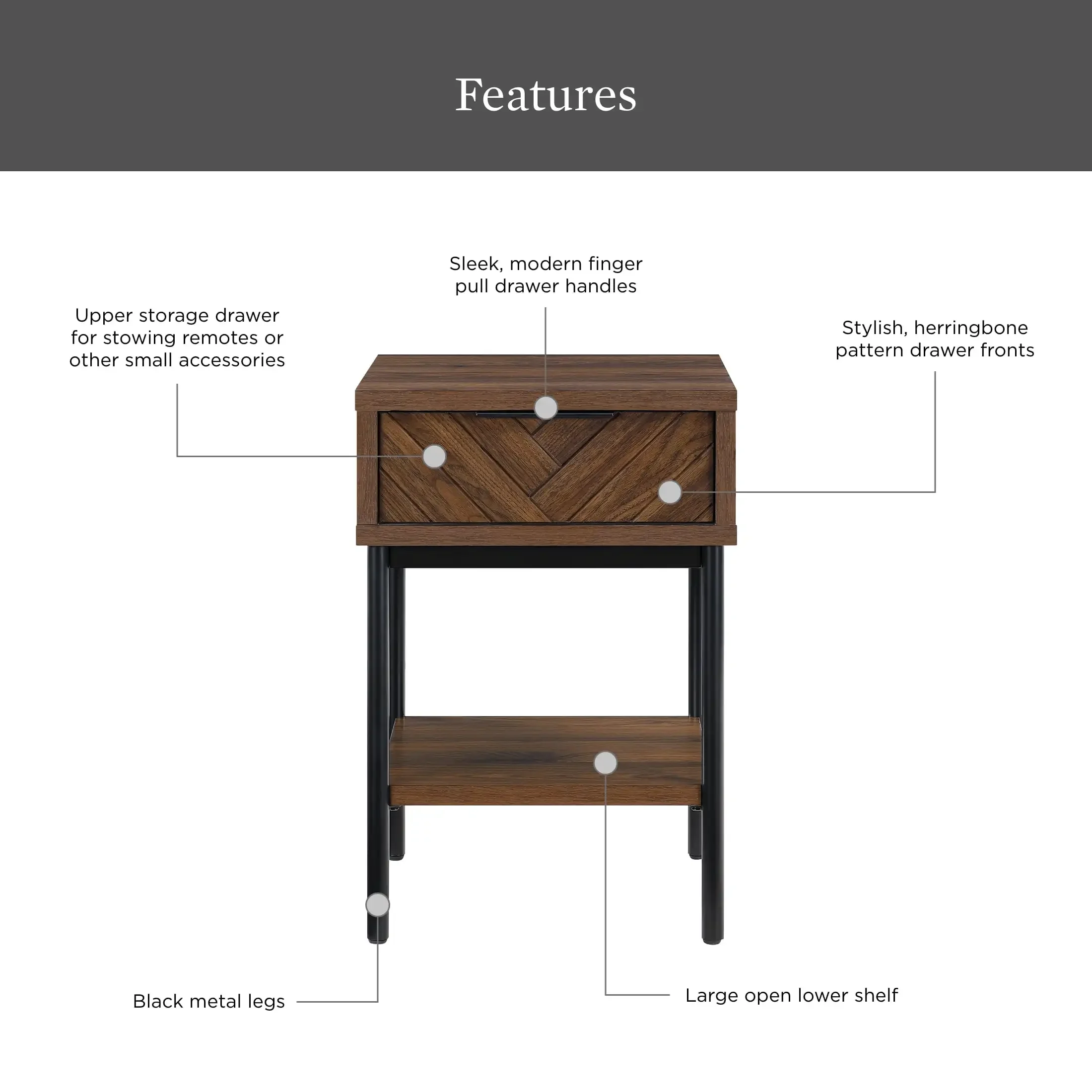 Wyatt Geo End Table, Walnut Finish