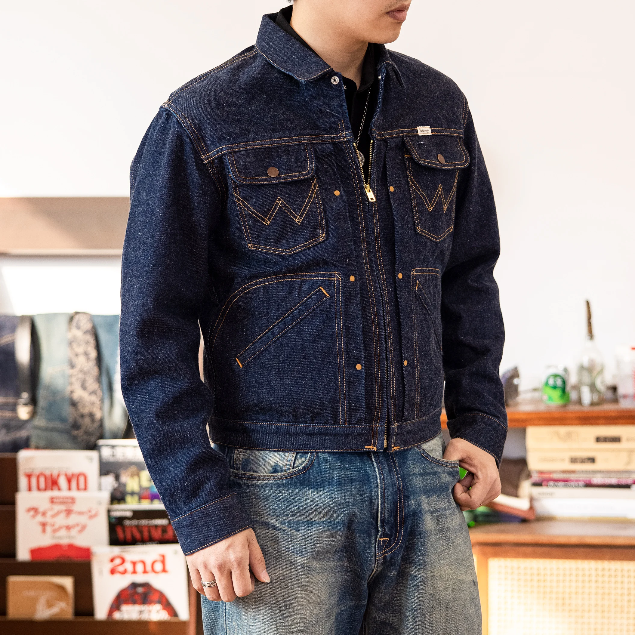 24MJZ-0001 Big Size 14oz High Quality Cotton Denim Jacket Casual Stylish washed Coat