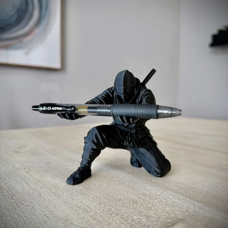 Ninja Figure Pen Holder 3D Printed Ornament Creative Desk Organizer Stationery Storage Stand Home Decor Cool Art Decoration