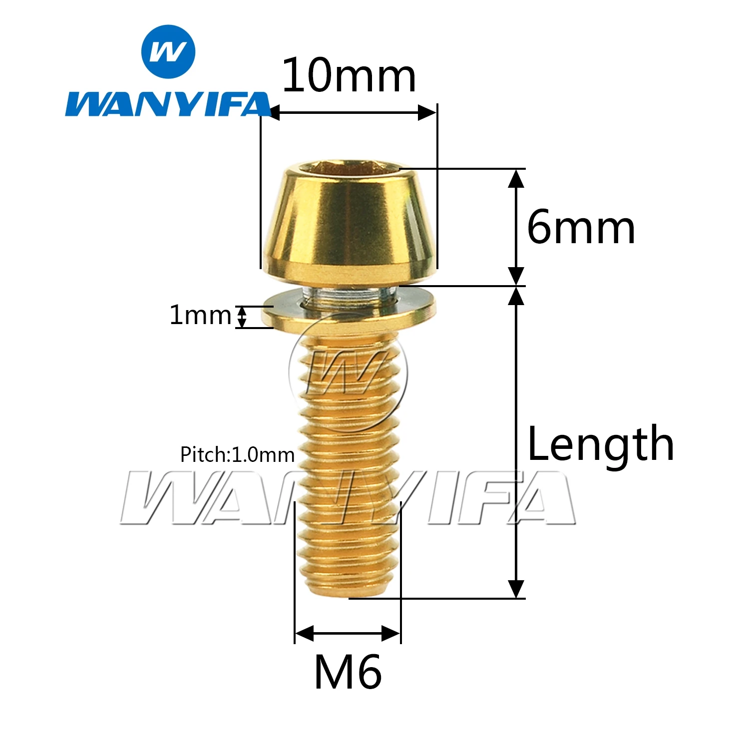 Wanyifa Titanium Ti Bolt M6x16/18/20/25mm with Washer Allen Key Head Screws for Bicycle Disc Brake