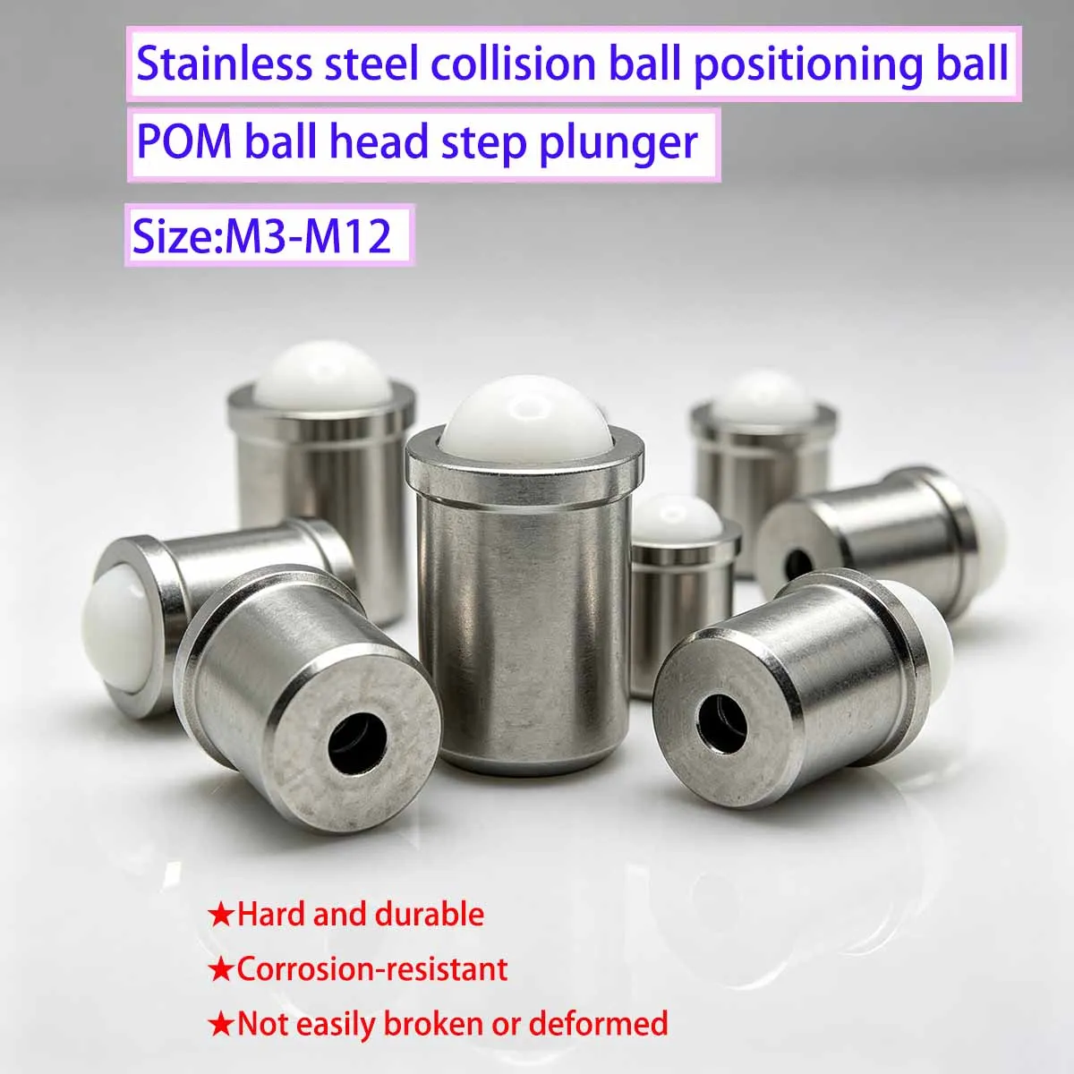Stainless Steel POM Step Positioning Plunger Nylon Press In Ball Head Spring Wave Ball Step Ball Plunger Screw M3-M12