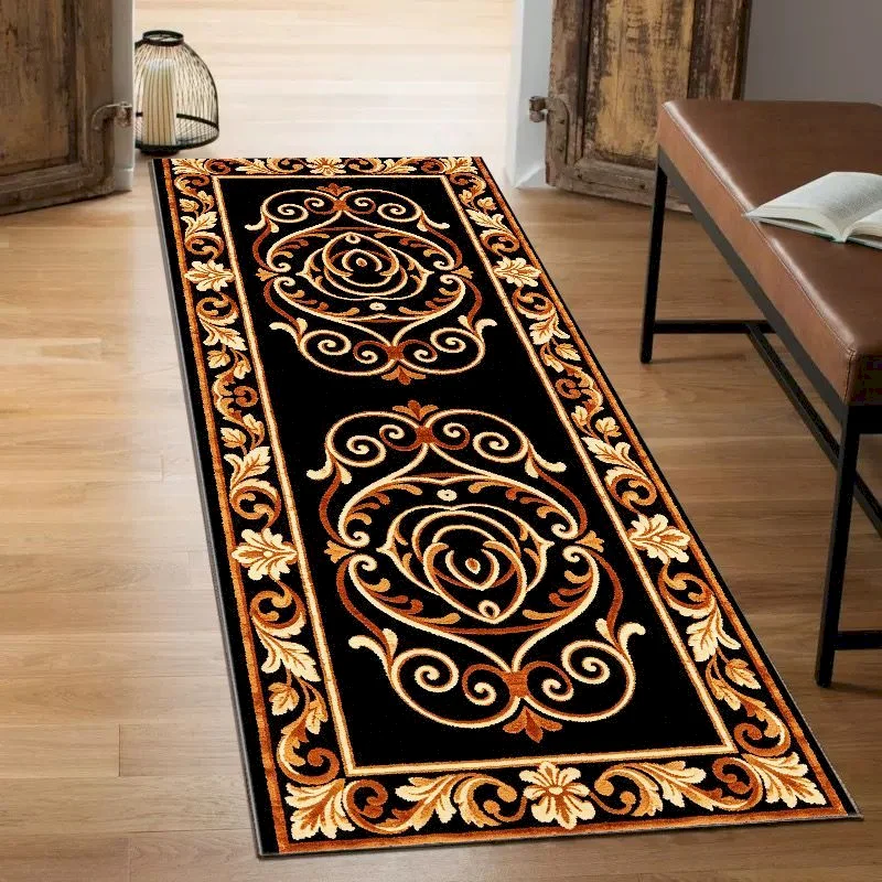VIKAMA Classic Oriental Badge Corridor Carpet, Anti slip Retro Flower Long Carpet Living Room Bedroom Carpet Home Decoration