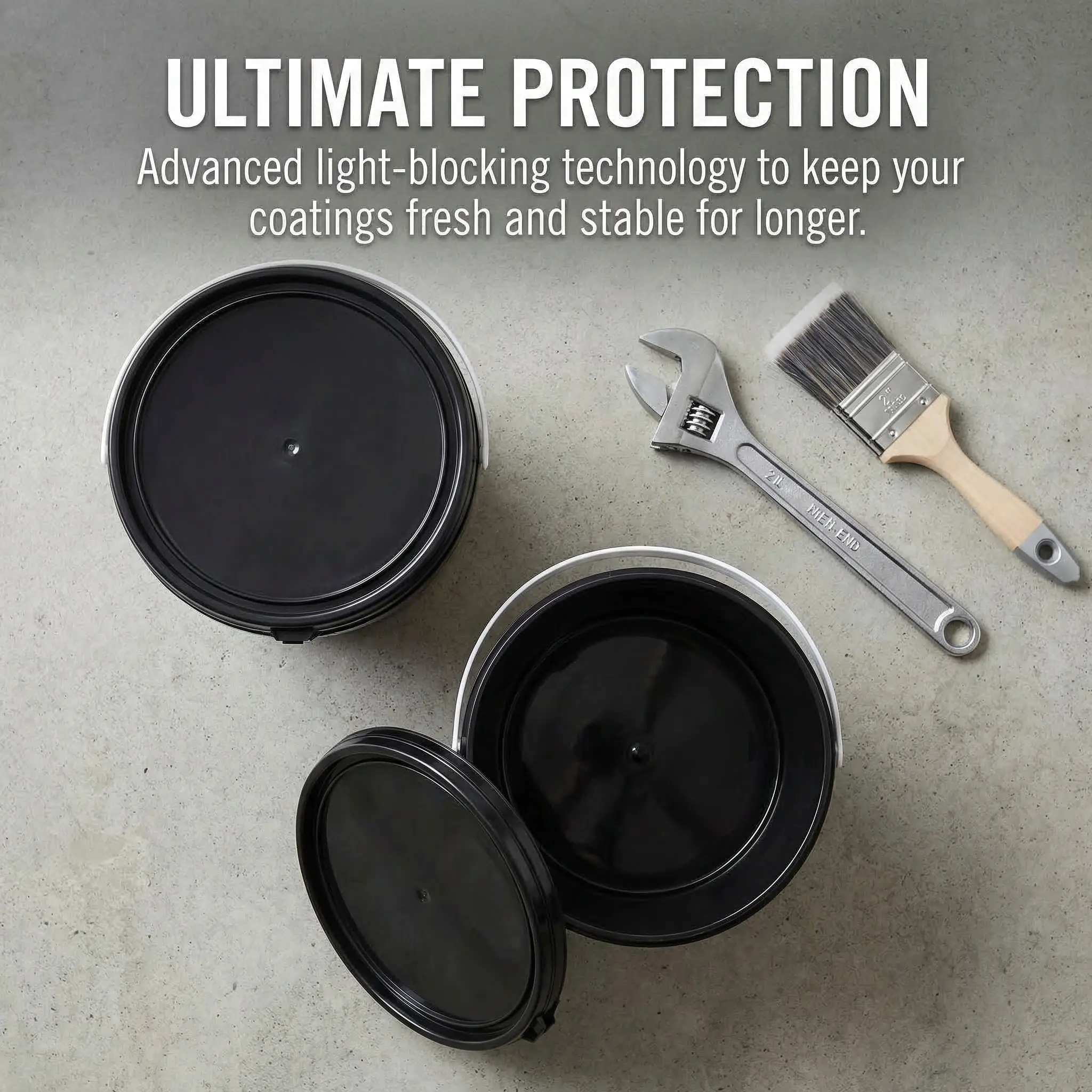 Black Square Paint Storage Can with Lid Stackable Light Blocking Plastic Bucket for Oil Paint