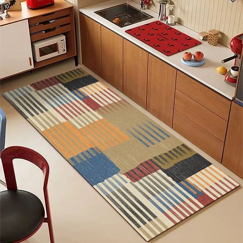 Carpet for Kitchen Floor Mat PVC Waterproof Oil-Proof Non-Slip Leather Rug Geometric Pattern Rugs Long Size Home Decor Carpets