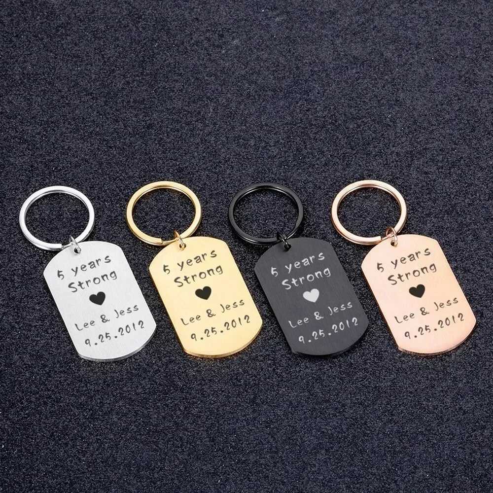 Customization Photo Keychain Couple Keychain Stainless Steel Keychains Laser Diy Engraving Name Date Custom Gift Key Accessories