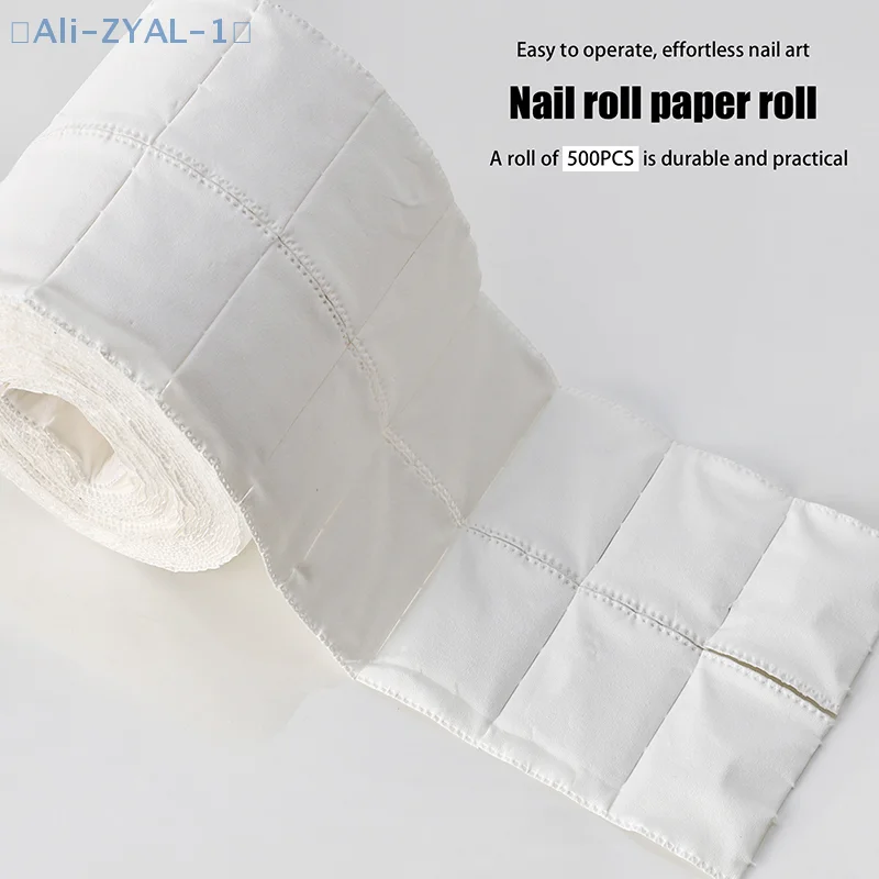 【ZYAL-1】500 uds/rollo de esmalte de uñas en Gel UV, almohadillas de limpieza de algodón, toallitas para uñas sin pelusa, maquillaje, remojo, arte de uñas