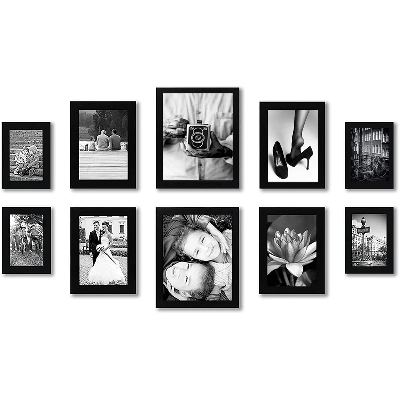 10 Pcs Frames Wall Photo Frame Set Black and White Wood Picture Frame for Living Room Bedroom Home Decor Painting Poster Frame