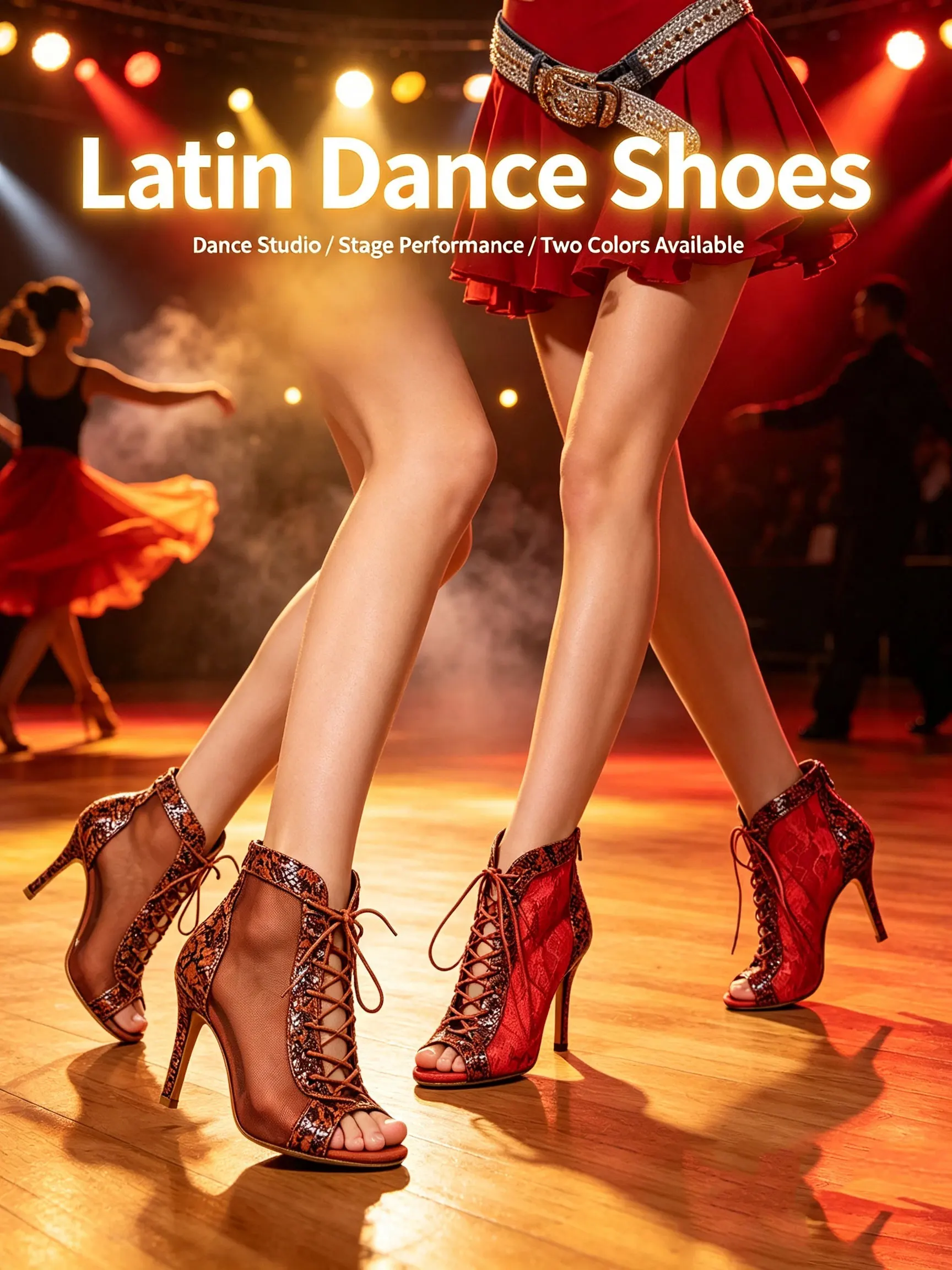 Women's Latin Salsa Dance Jazz Dance Shoes Girls Ballroom Dance Club Short Boots Ladies Lace-Up Fashion Suede Soles Shoes