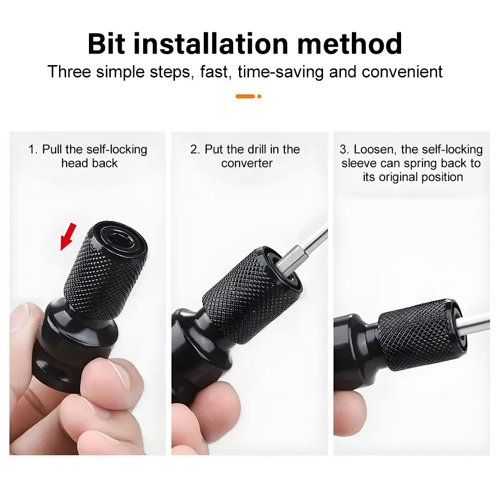 1pc 1/2 polegada unidade quadrada para 1/4 polegada hex soquete adaptador conversor mandril adaptador para impacto ar e chave elétrica 360 °   Univers