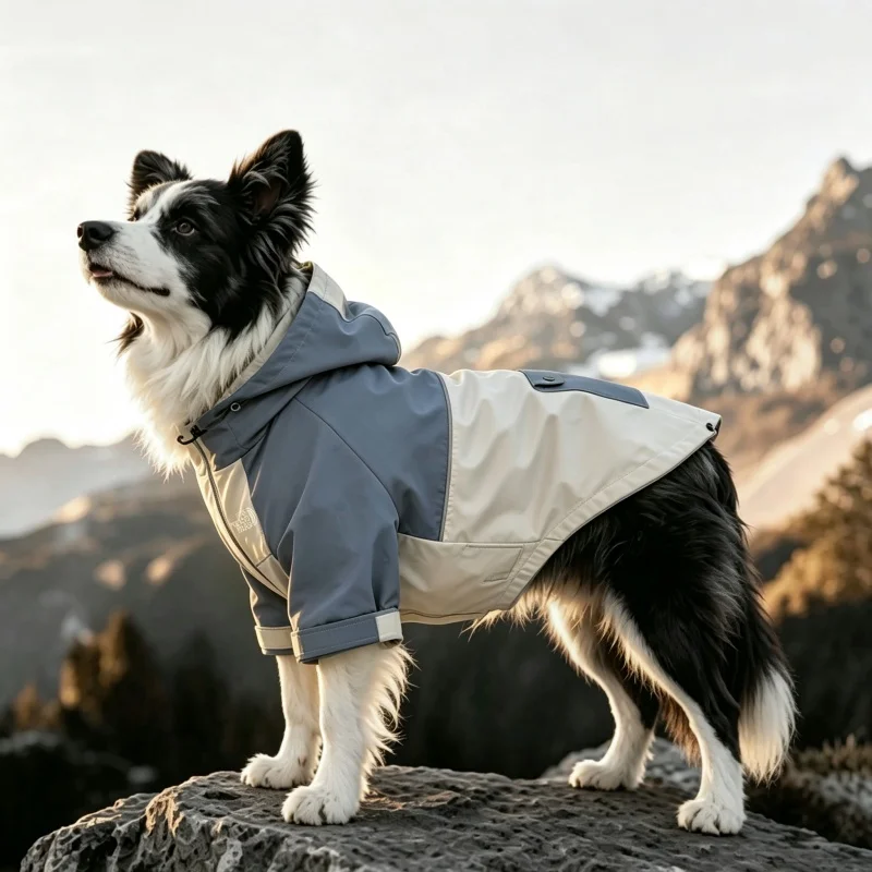 Lightweight Dog Rain Jacket Water‑Repellent Windproof Coat with Reflective Strip Drawstring Adjustable Outdoor Pet Clothes
