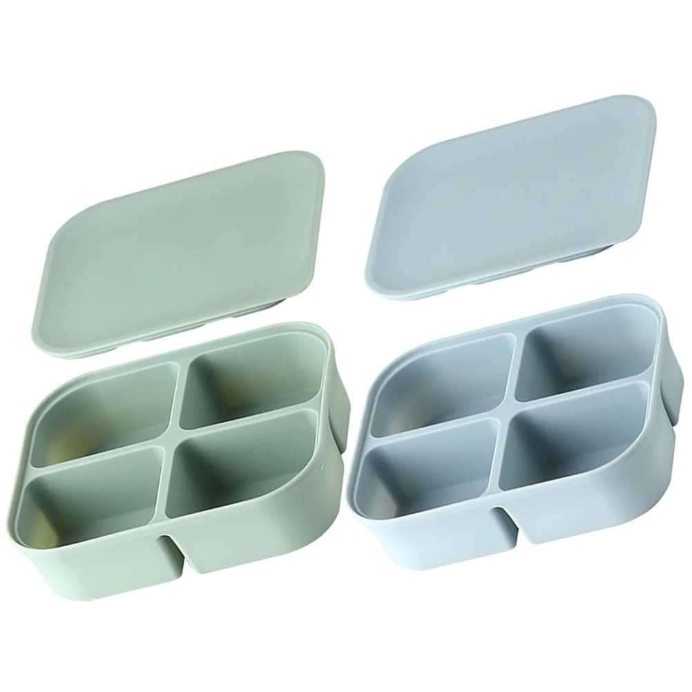

2Pcs Silicone Food Freezer Storage Tray Multi-Function Ice Mold Household Fridge Box Reusable Food Container