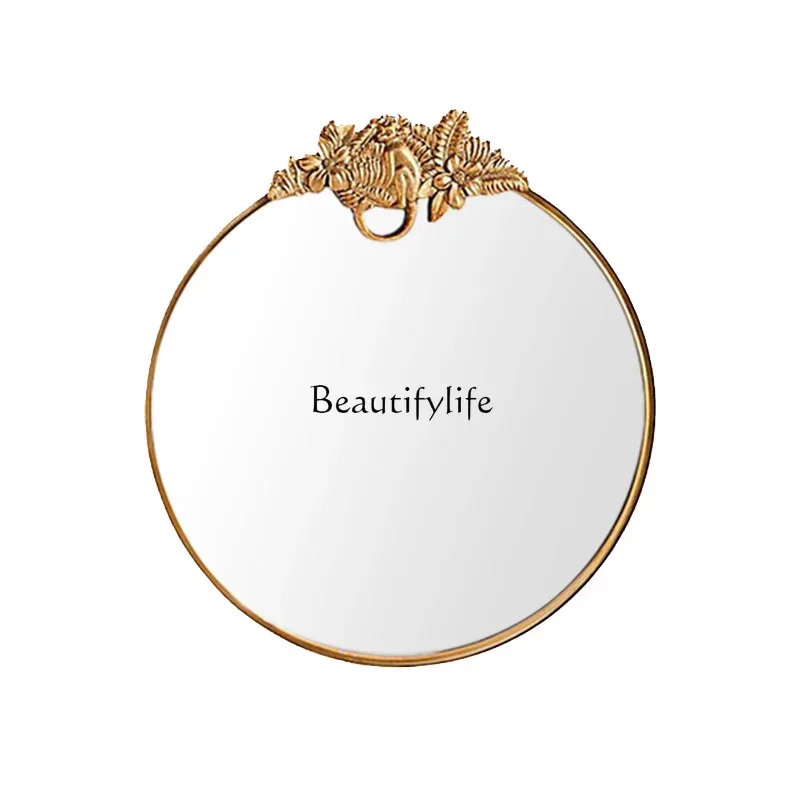 

ls 18American wall-mounted round bathroom mirror toilet retro decorative mirror