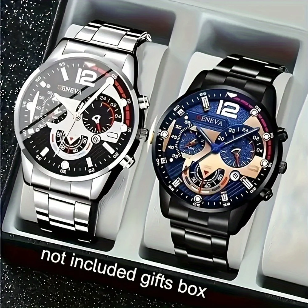 

A Set of 2 Brand New Men's Business Casual Round Quartz Watches, Perfect for Gifting To Family and Friends on Valentine's Day