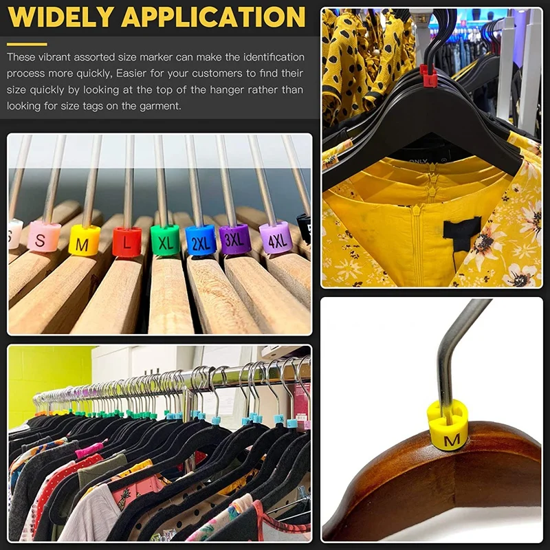 EYFL-290 Pcs Snap Retail Clothes Hanger Size Markers Garment Tags Xxs To 4Xl Size Coding Colored Dividers Hanger Sign Buckle