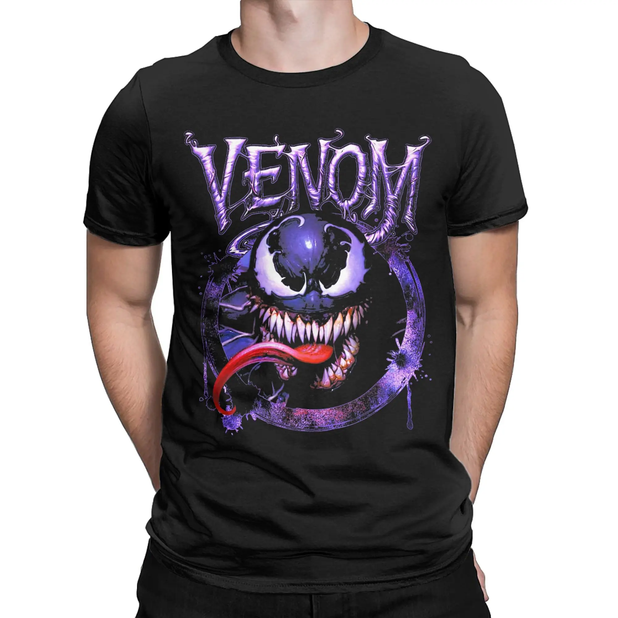 غطاء الرجل العنكبوت المعتمد من Marvel VsVenom Comic يتميز بقميصًا قطنيًا برقبة دائرية وأكمام قصيرة لكل من الرجال والنساء