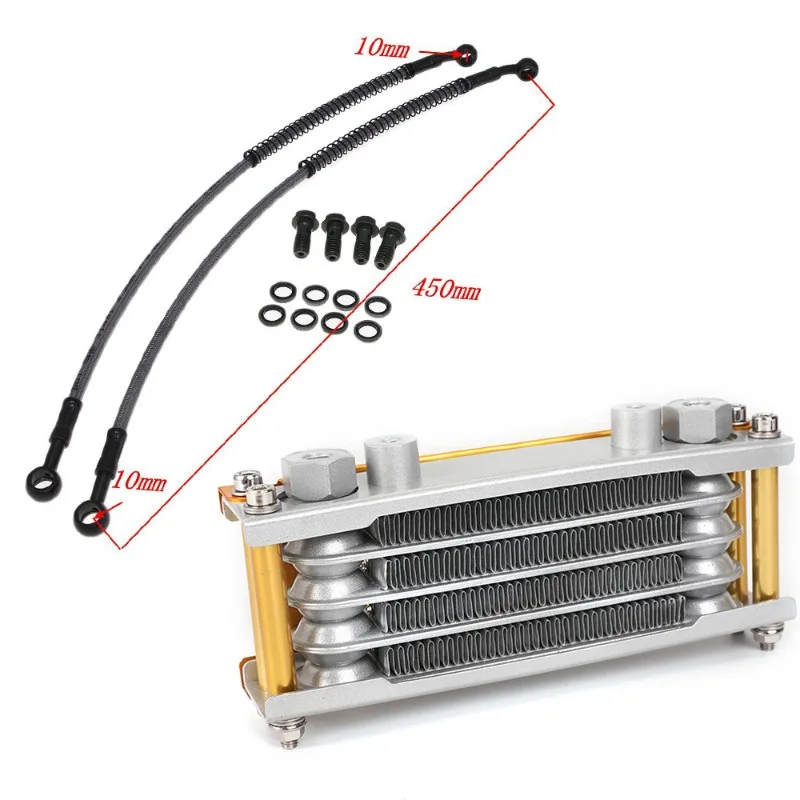 4 Colors Motorcycle Radiator Oil Cooler Kit Off Road Upgrade With Oil Pipe For Honda Monkey 125 Moto Oil Cooler ﻿