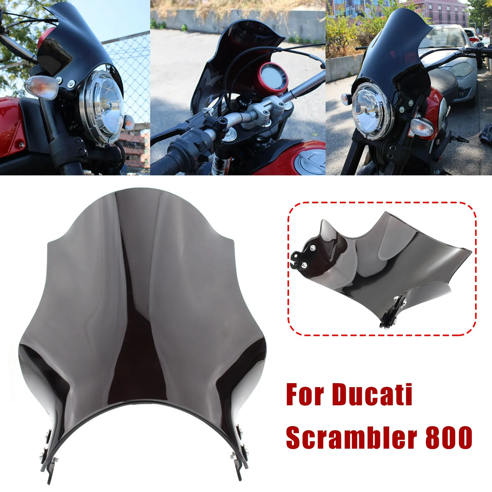 Motorcycle Windshield Motocross Windscreen Deflector Fairing Protection Cover For DUCATI Scrambler 800 2015-2020 Moto Cafe Racer