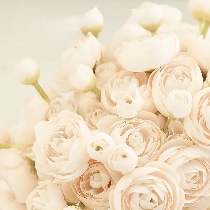 Ranunculus زهرة اصطناعية فو الحرير صغيرة Ranunculus الزهور DIY بها بنفسك باقة السائبة وهمية الزفاف حشو الزهور 18 قطعة