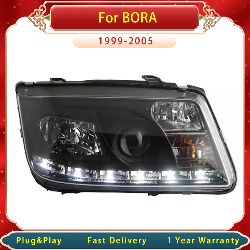 For Volkswagen Bora 1999-2005 Headlights DRL LED Single Lens Striation Style Upgrade New Design Head Lamp Auto Lights Accembly