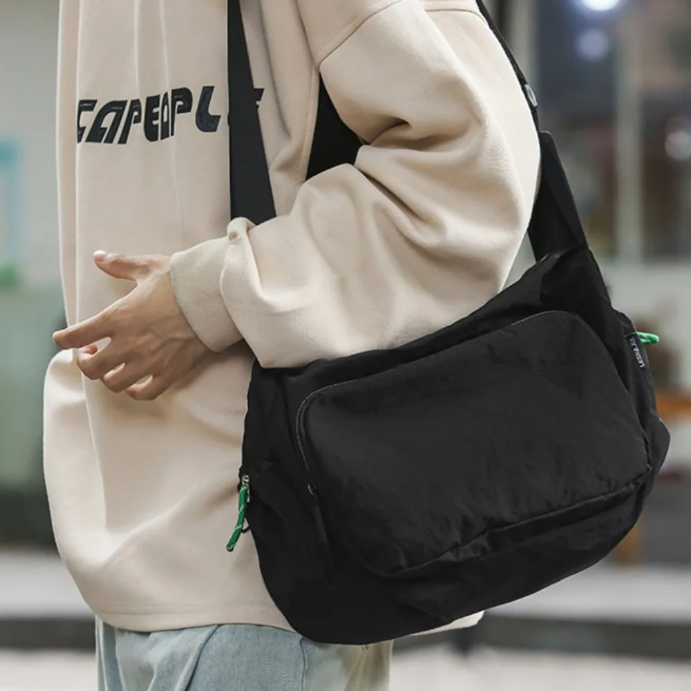 Simple Fashion Crossbody Bag Casual Fitness Sport Shoulder Bag Large Capacity Solid Color Nylon Bag Boys image 3