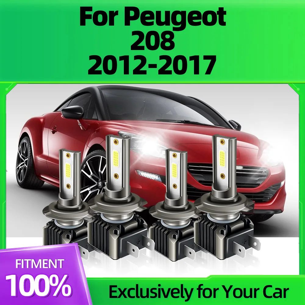 

2/4Pcs LED Headlight Bulbs Car Lights Lamp 12V High Quality DOB Chips 6000K For Peugeot 208 2012 2013 2014 2015 2016 2017