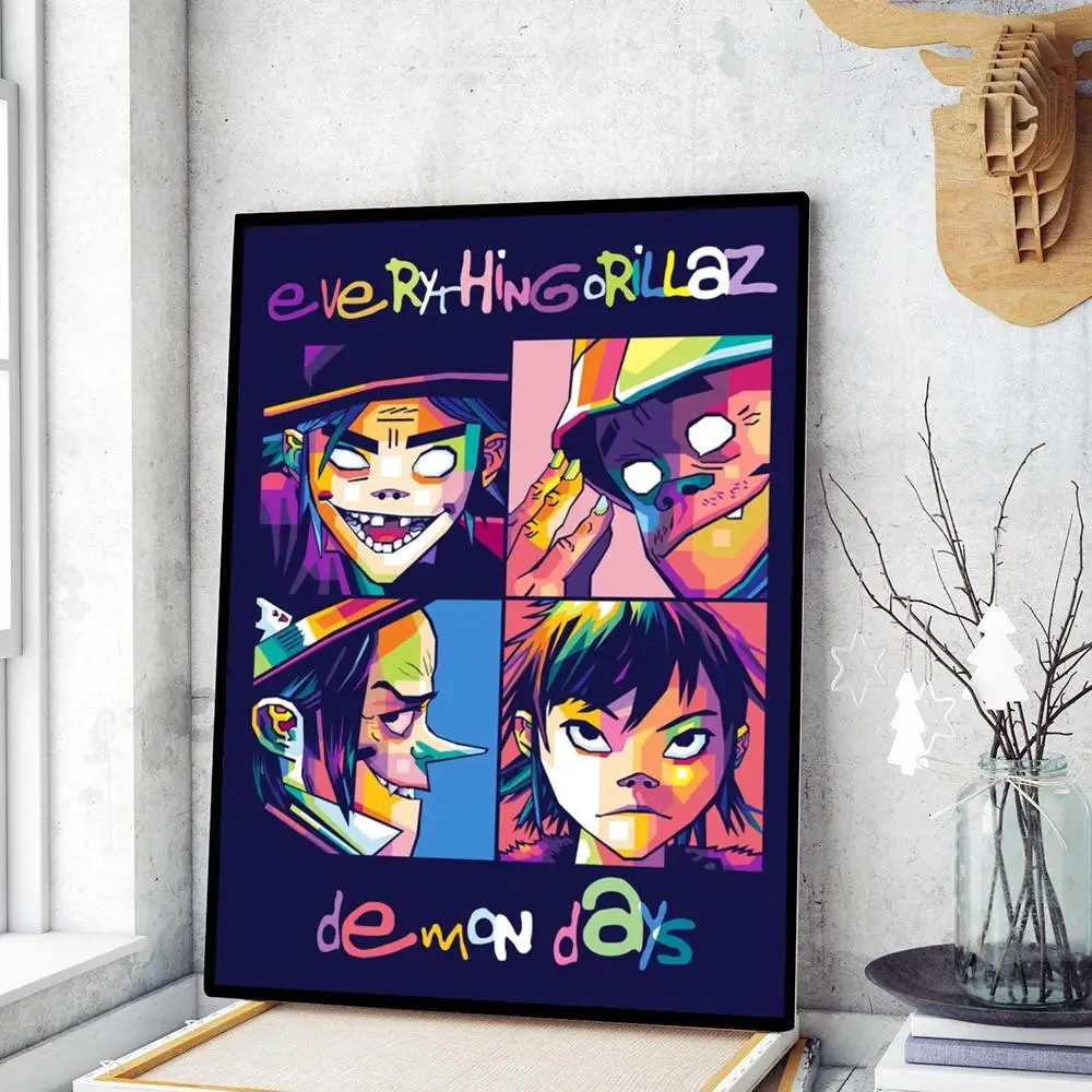 Retro Music Gorillaz Poster Vintage Posters Sticky Retro Kraft Paper Sticker DIY Room Bar Cafe Kawaii Room Decor