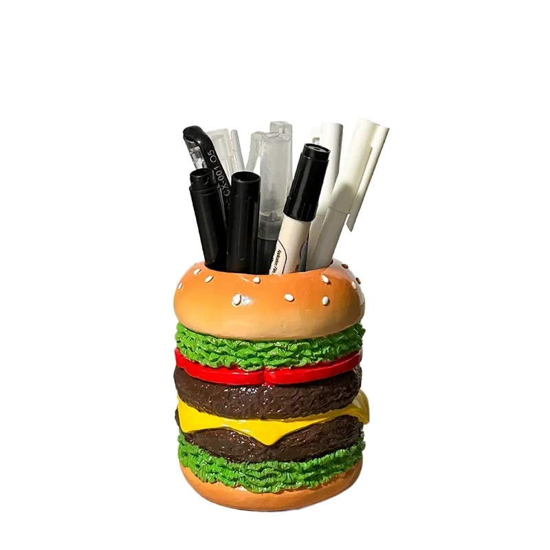 Cute creativity, hamburger pen holder, office desktop, student desk, stationery storage box