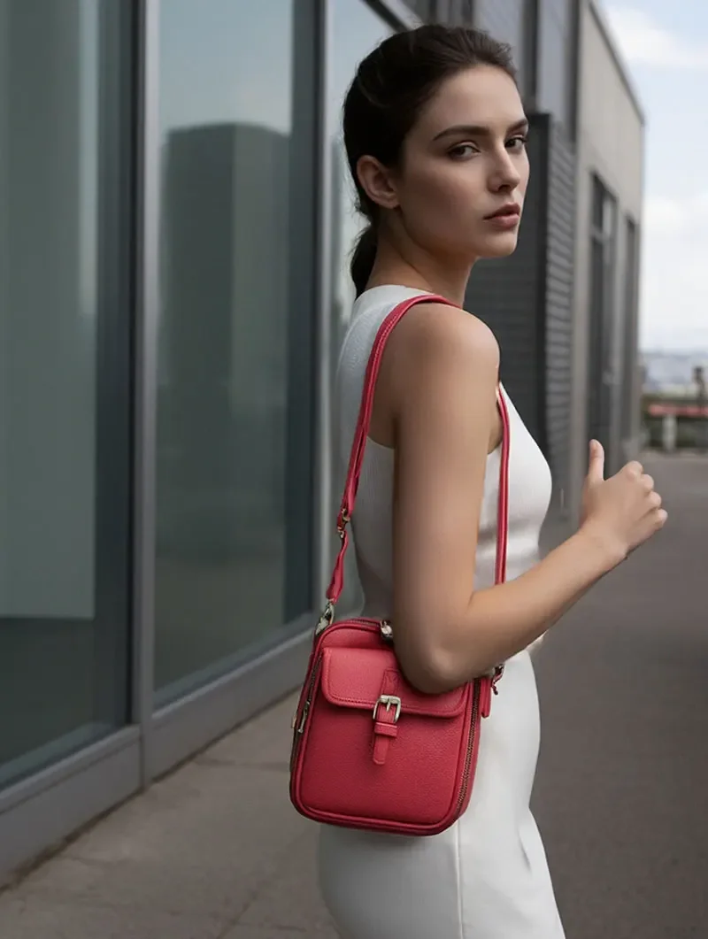 Vintage Schultertasche mit 10 RFID-Fächern, Doppelschichtig, Große Umhängetasche, Tragbare Tägliche Pendler-Tasche, Diebstahlsichere Handtasche für Frauen – Detail 4