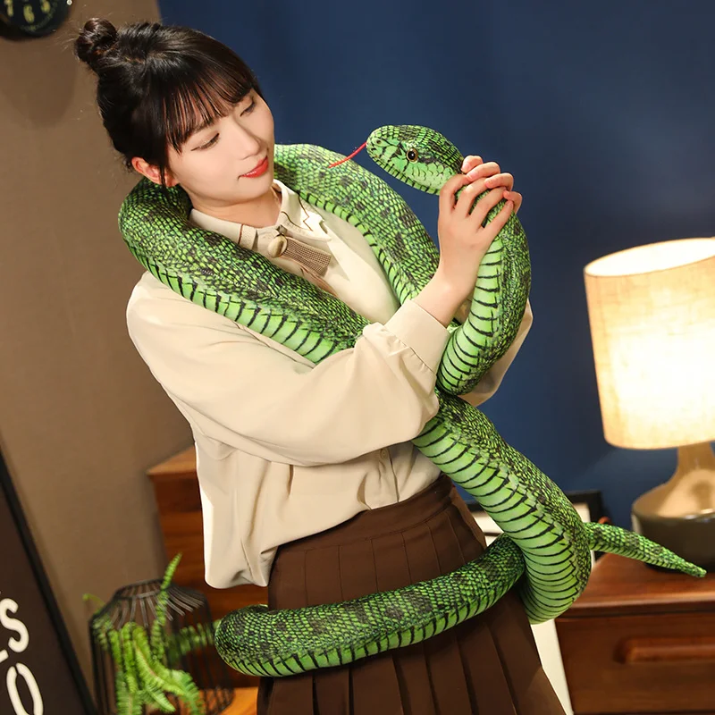 Hot Simulated Long Snakes Plush Toy Giant Lifelike Python Stuffed Snake Plushie Children Boys Funny Birthday Gift Home Decora