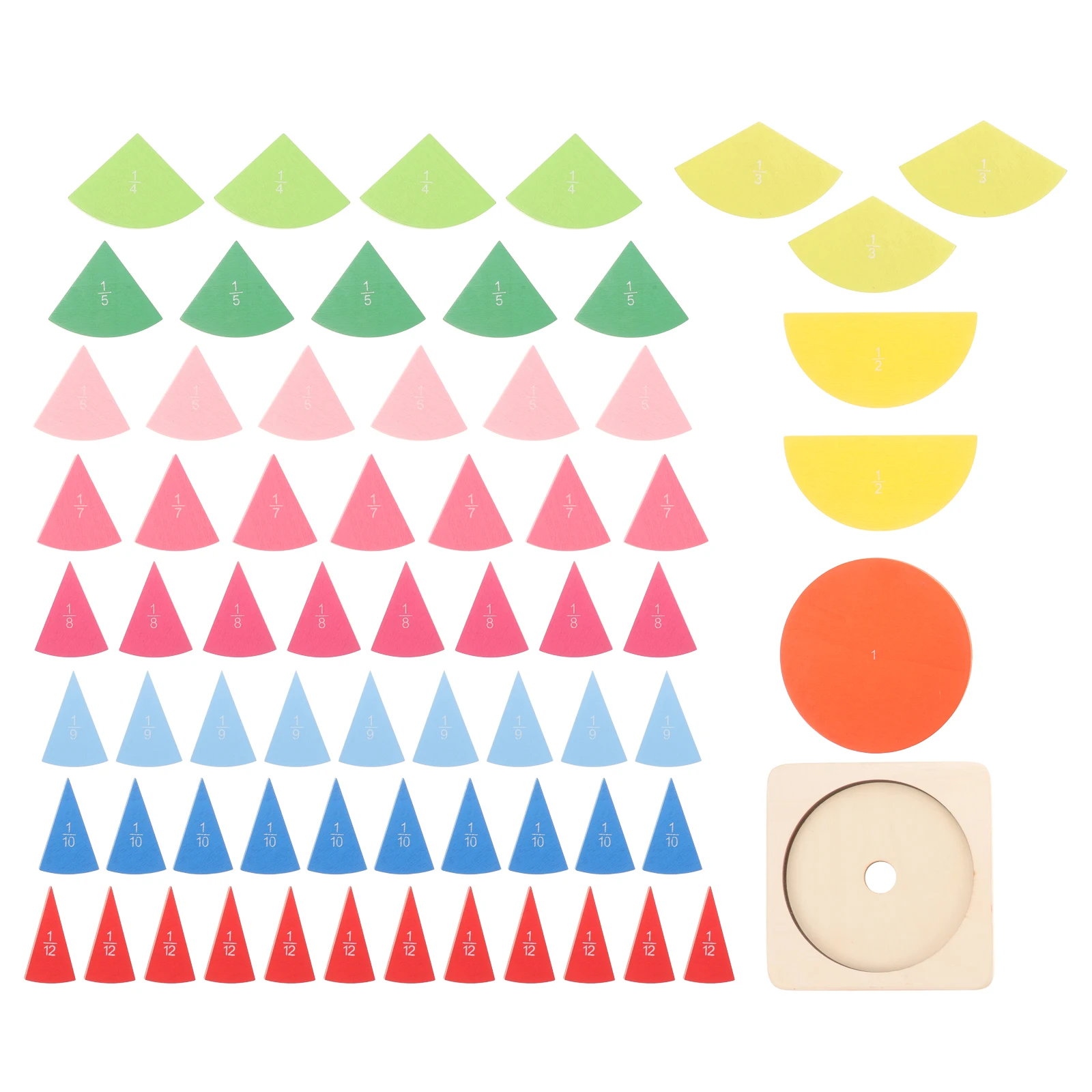 Juguetes de fracción para niños, bandejas de números de madera para aprendizaje temprano, contadores de matemáticas para educación cognitiva, embalaje de regalos divertidos y prácticos