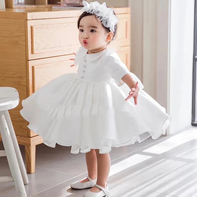 Baby Girl Dresses Big Bow 1 Years Infant Girl Birthday Dress Kids Wedding Party Princess Gown First Communion Baptism Vestido
