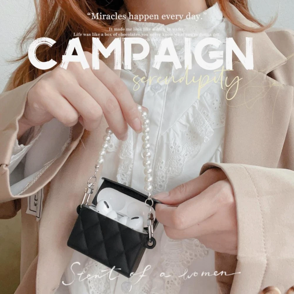 Чехол для наушников AirPods 2 3 4 pro 2, аксессуары для Bluetooth, роскошная брендовая сумка с жемчужной цепочкой, подарок, подходит для девочек и женщин