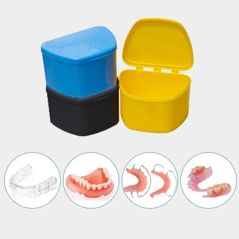 Hot sales Denture Tray Box Dental Orthodontic Braces Retainer Case Vent Holes ​False Teeth Protective