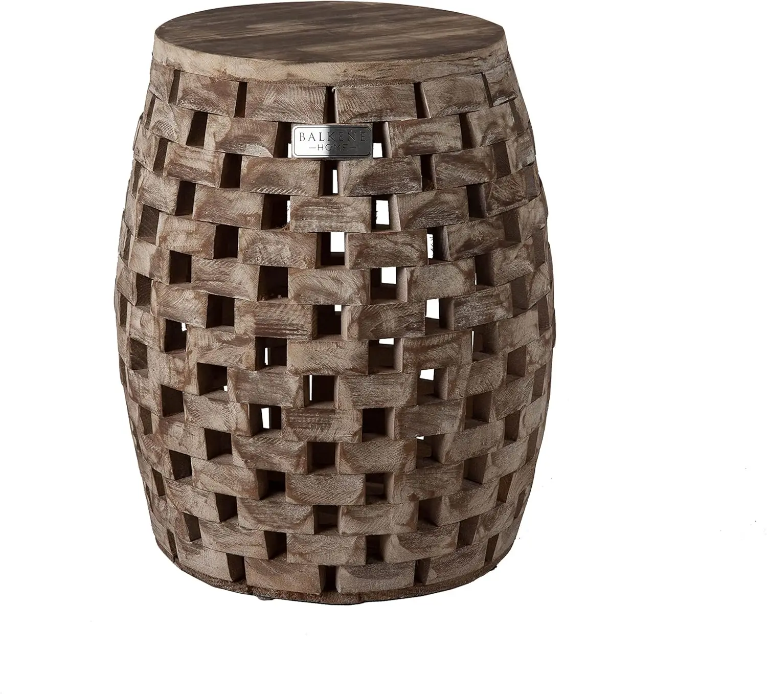 

Rustic Wood Garden Stool - Portable Outdoor Seating & End Table with Seasoned Patina Finish