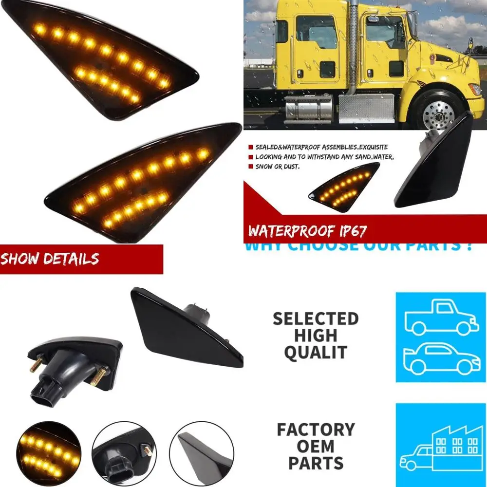 

Turn Signal Light Amber Side Marker Right Left Front Bult for Kenworth for T660 Base 2008-2019 12V DC Smooth