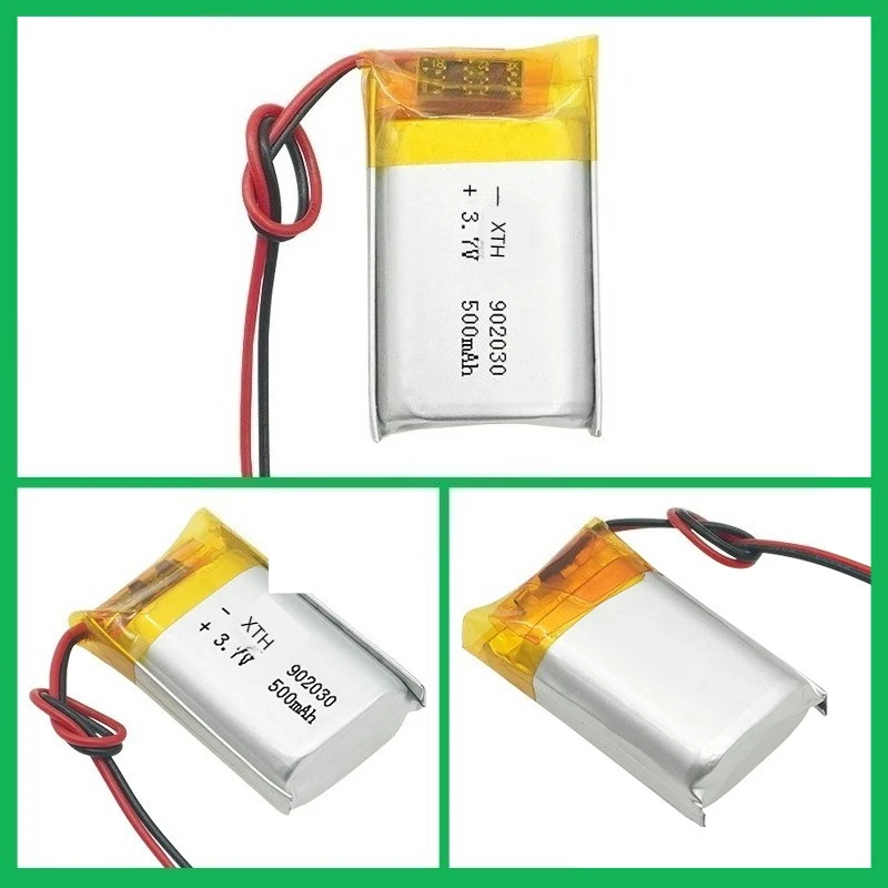 500 mAh 902030 3,7 V Li-polymeerbatterij Li-ionbatterij voor LED-verlichting Tracker Antidiefstalapparaat Headset Lipo oplaadbare cel
